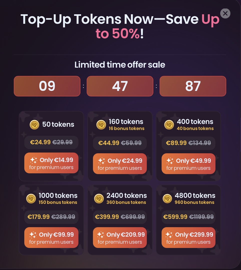Swipey AI token pack prices and offers