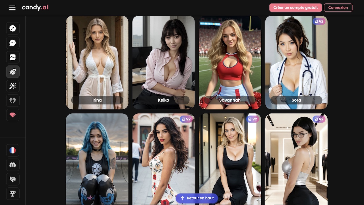 Candy AI interface and photorealistic AI companion dashboard