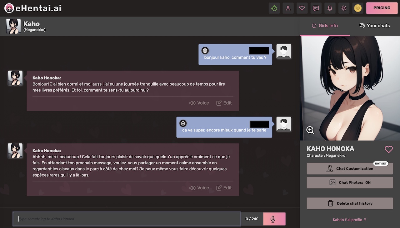 eHentai AI Chat Test Real Conversation with an Anime Girlfriend