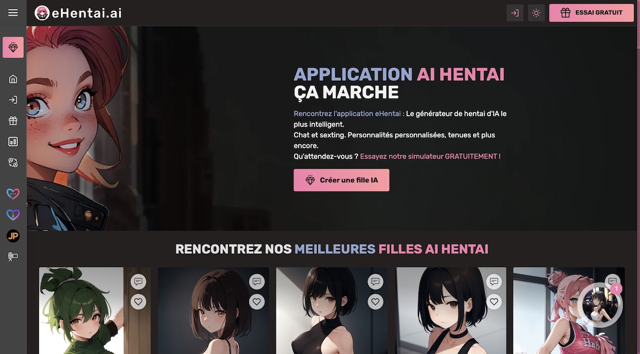 eHentai AI Interface Inside the Anime Girlfriend Chat Dashboard