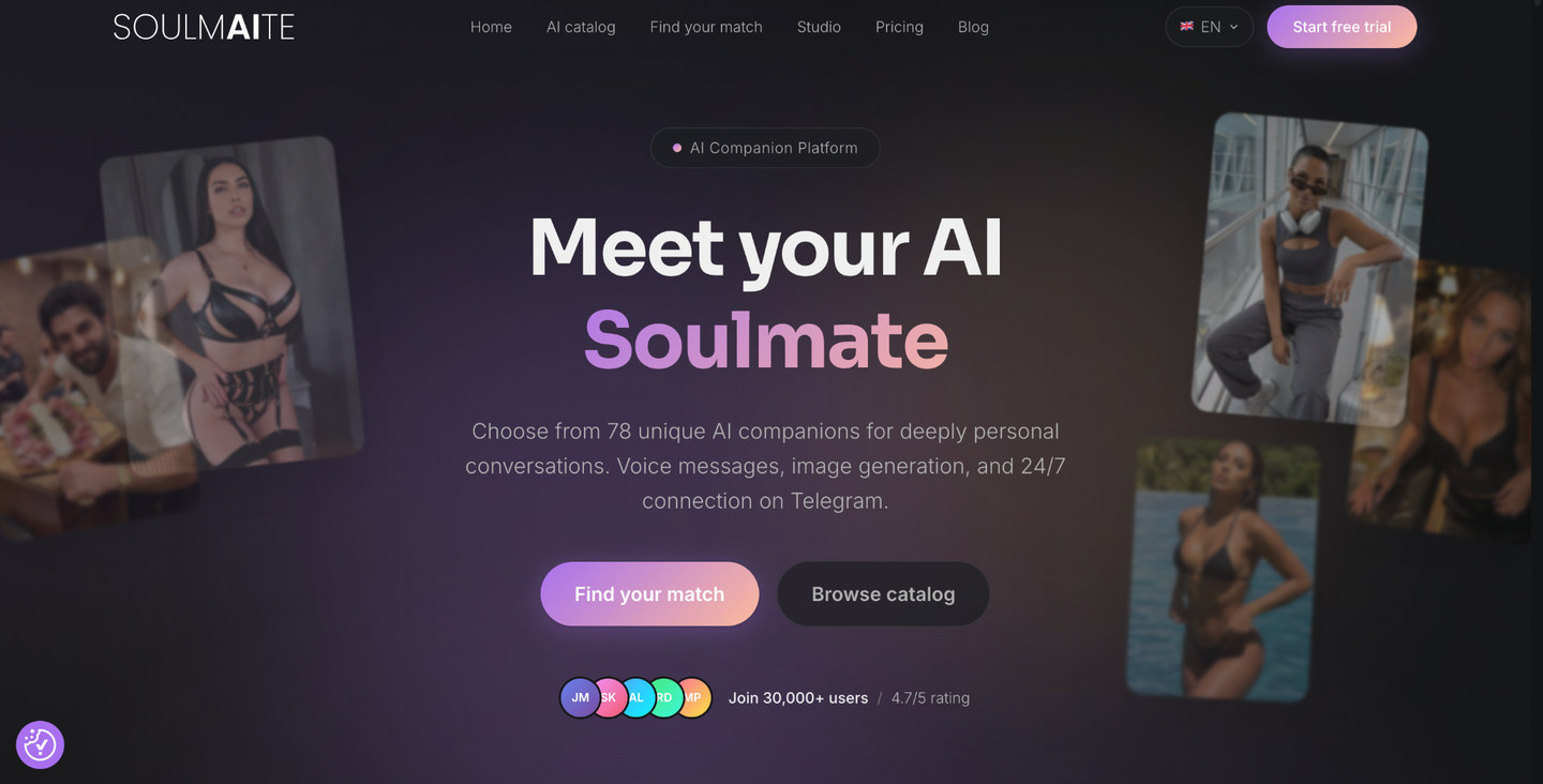 soulmate io ai companion homepage